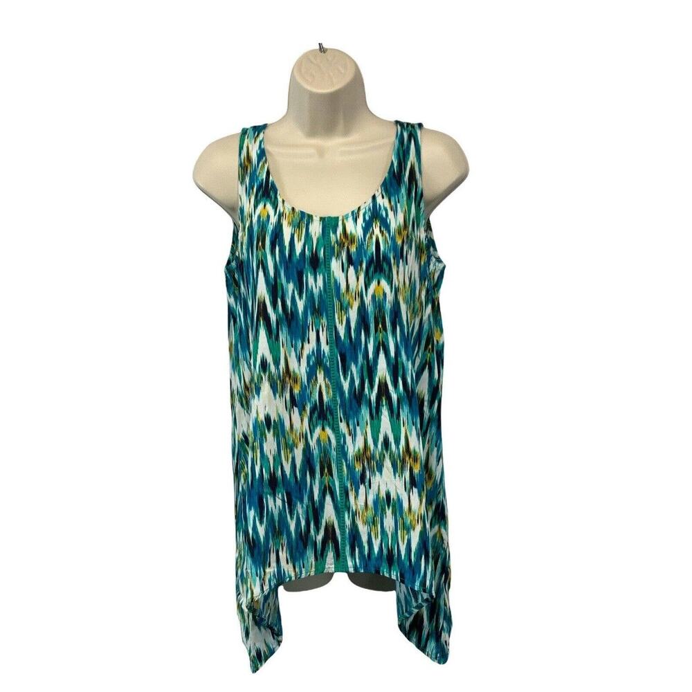 St Johns Bay Womens Tank Top Size Medium Tunic Sleeveless Asymmetrical Hem